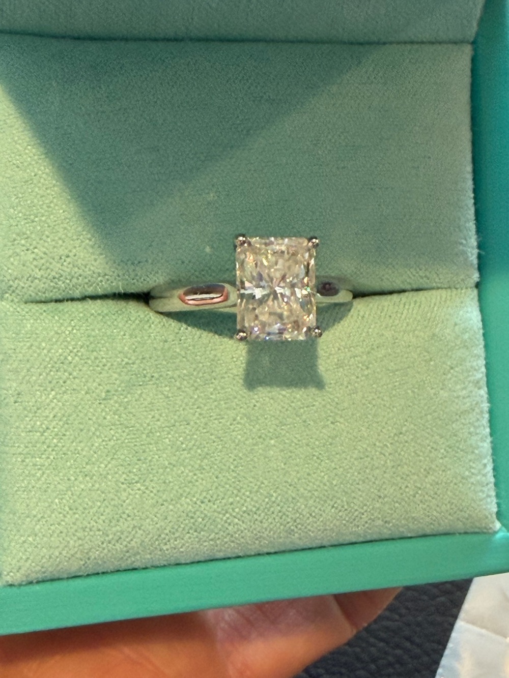 Classic Solitaire 3ct Radiant-Cut CZ Engagement Ring. Size 6 - Picture 4 of 5